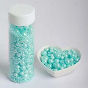 Perle,bomboane comestibile,Recipient 90 gr,Albastru mixt