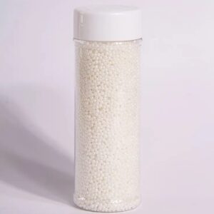 Perle,bomboane comestibile,Recipient 90 gr,Alb perlat 2 mm