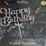 Toper happy birthday argintiu 3d