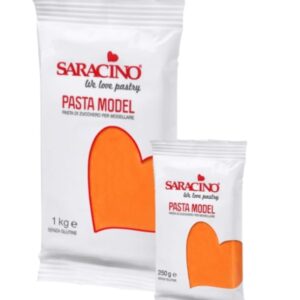 Pasta de zahar pentru acoperire si modelaj Saracino Premium, Portocaliu, 250 gr