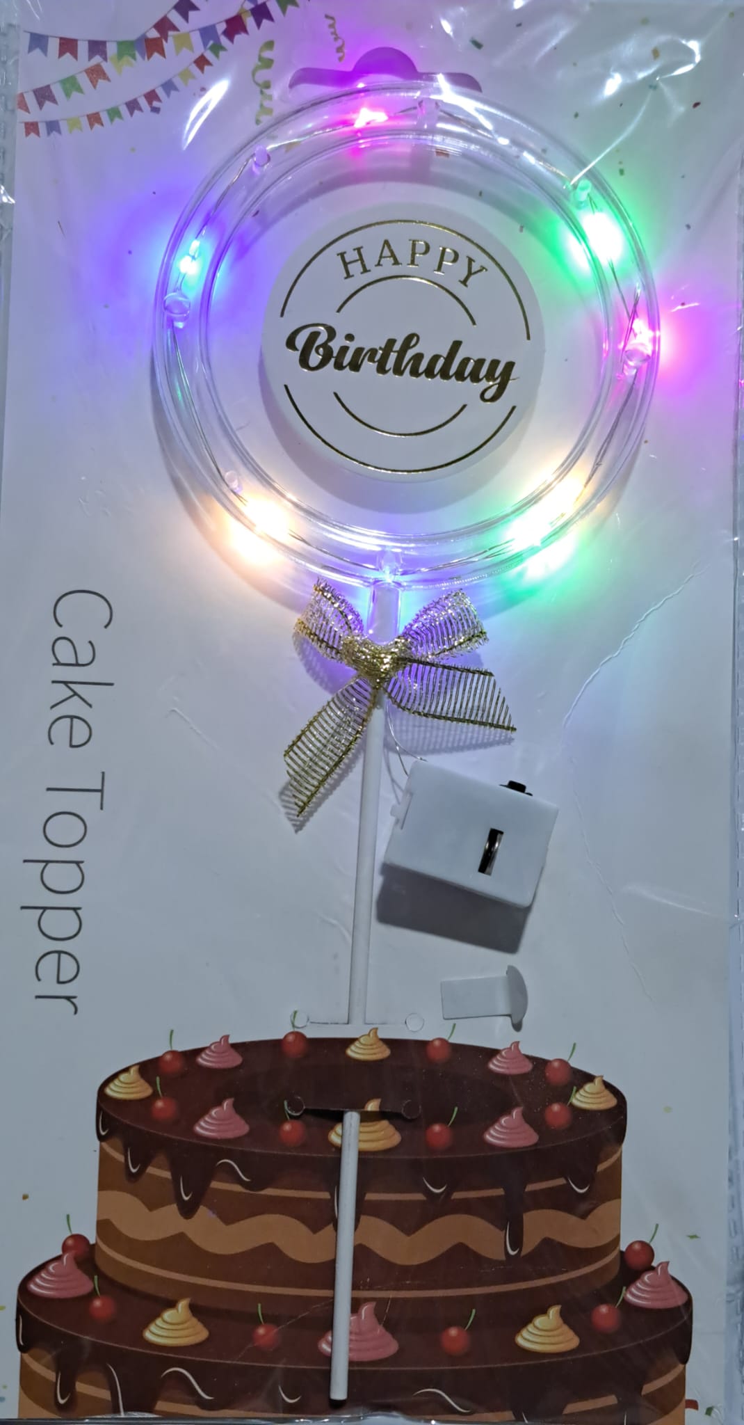 Toper, Happy Birthday auriu ,cu buton led