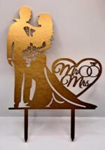 Toper Mr&Mrs, acril, Auriu, inima 1