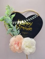 Toper Happy Birthday, inima neagra cu trandafiri