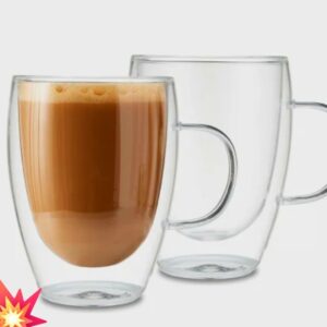 Cana dublu strat sticla,pentru ceai,cafea