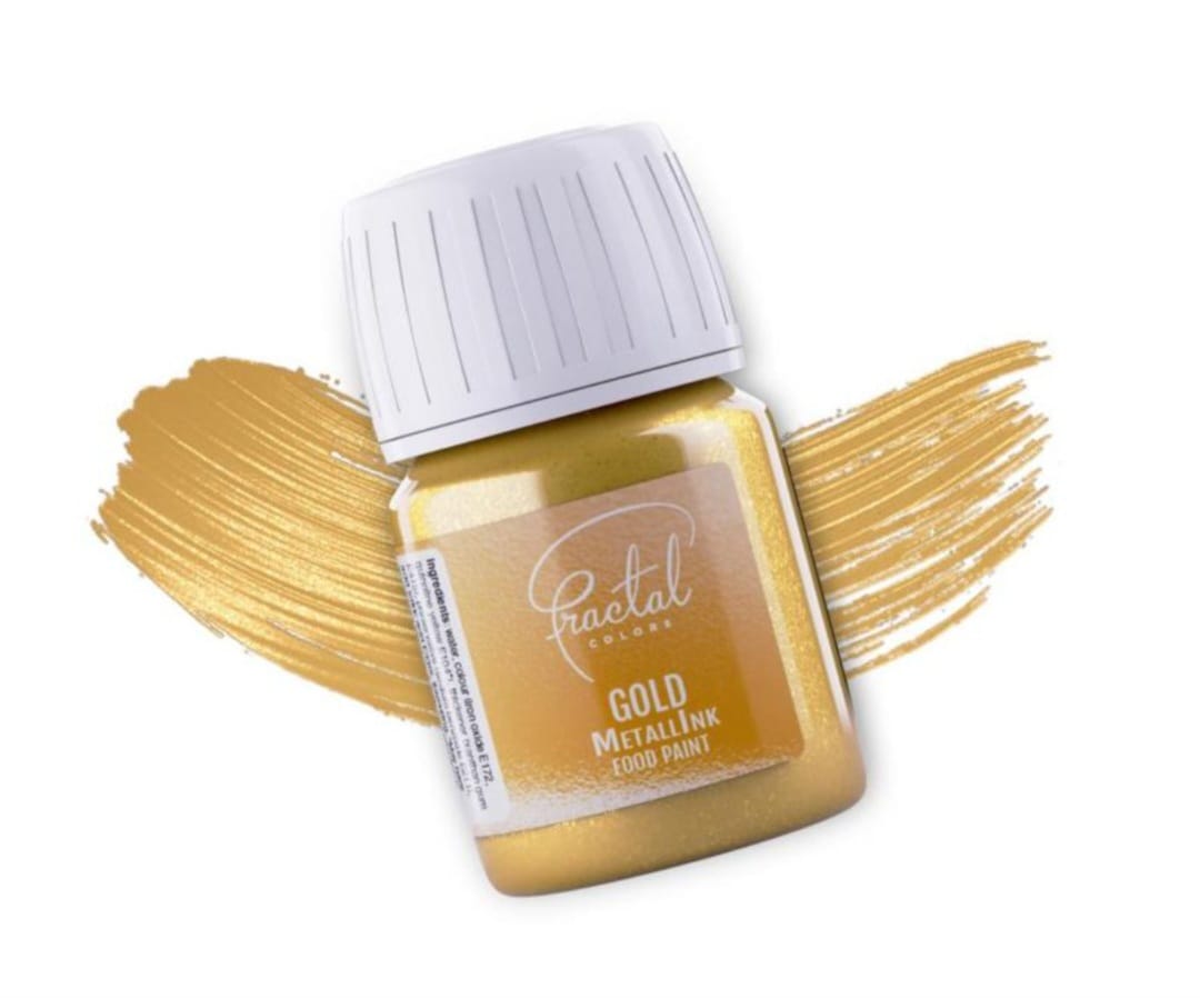Colorant alimentar Glitter gold/auriu GOLD, Lichid, Fractal, 30 ml, nr 3