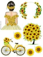 Vafe, Imagini comestibile , domnisoara, flori, bicicleta galbene