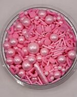 Perle comestibile,Roz deschis, mix si inima confeti, 20 gr
