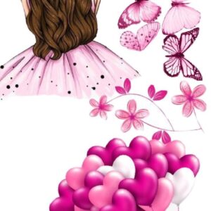 Vafe comestibile, domnisoara, baloane, fluturi roz