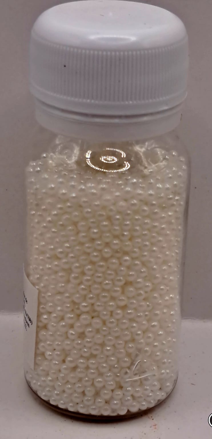 Perle comestibile, Alb , 2 mm, 40 gr