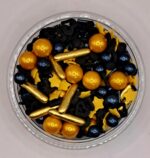 Perle comestibile, Mix auriu-negru, inima,stea,90 gr