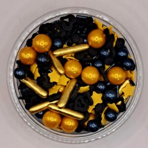 Perle comestibile, Mix auriu-negru, inima,stea,90 gr