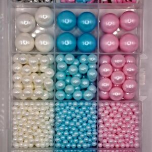 Perle comestibile, alb, roz, albastru, 230 gr totala