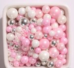 Perle comestibile, roz, alb, argintiu, 50 gr