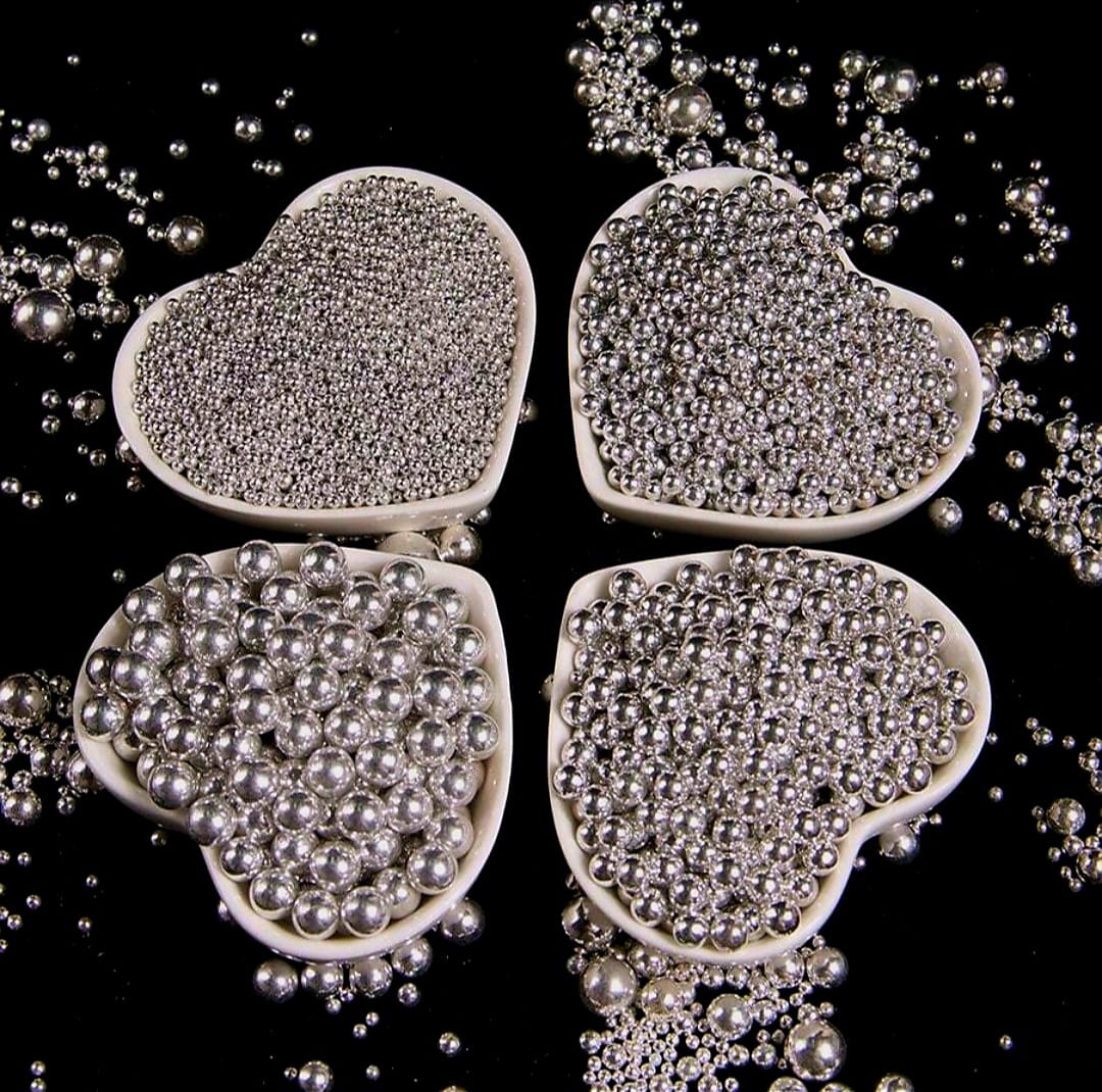 Perle comestibile, Argintiu, 2 mm, 3 mm , 6mm, 8mm, greutate totala 200 gr