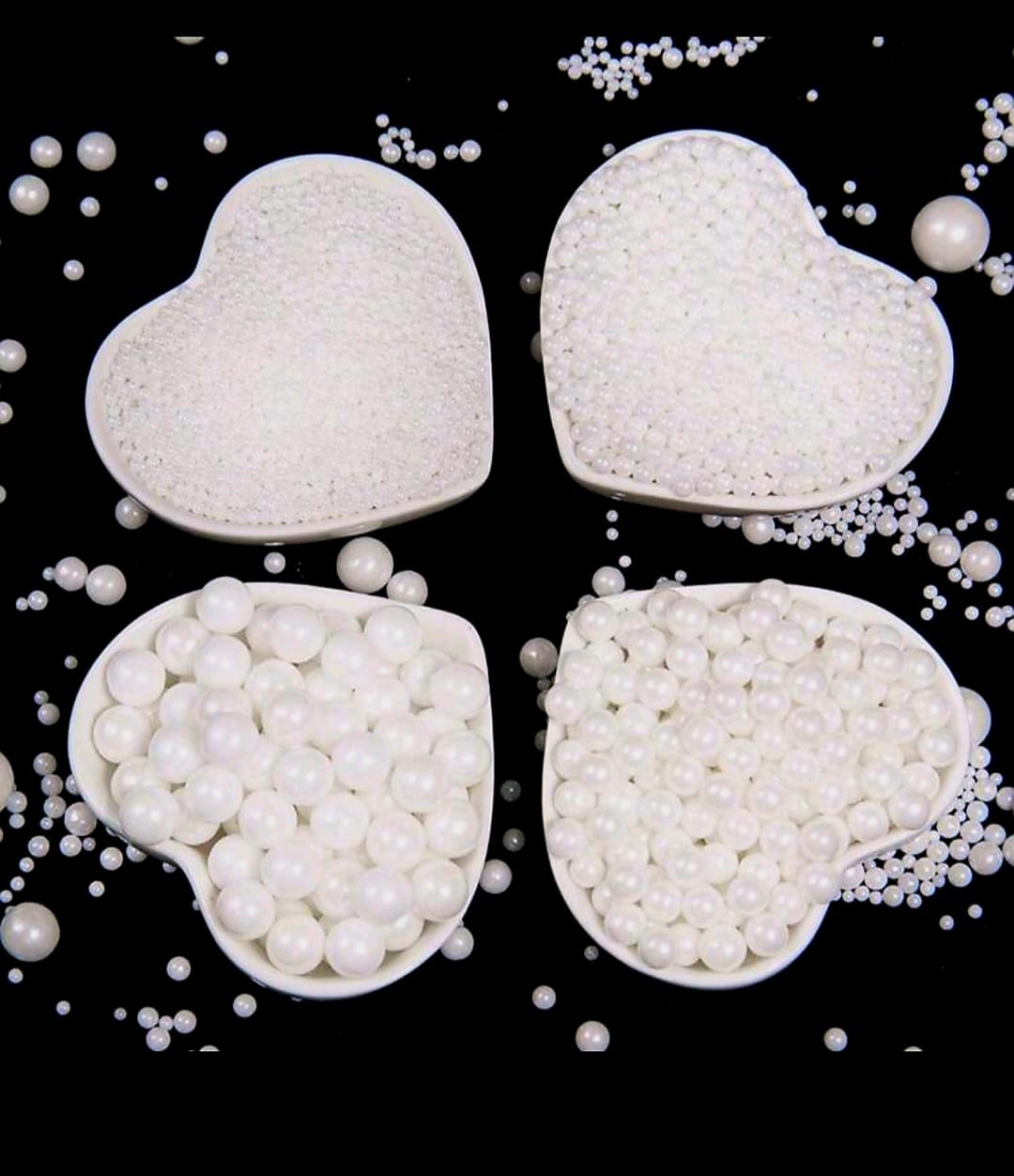 Perle comestibile, Alb, 2 mm, 3 mm ,6mm, 8mm, greutate totala 200 gr