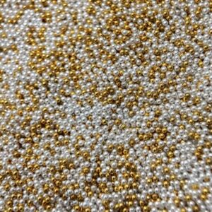 Perle comestibile, Auriu-Alb, 2 mm, 50 gr