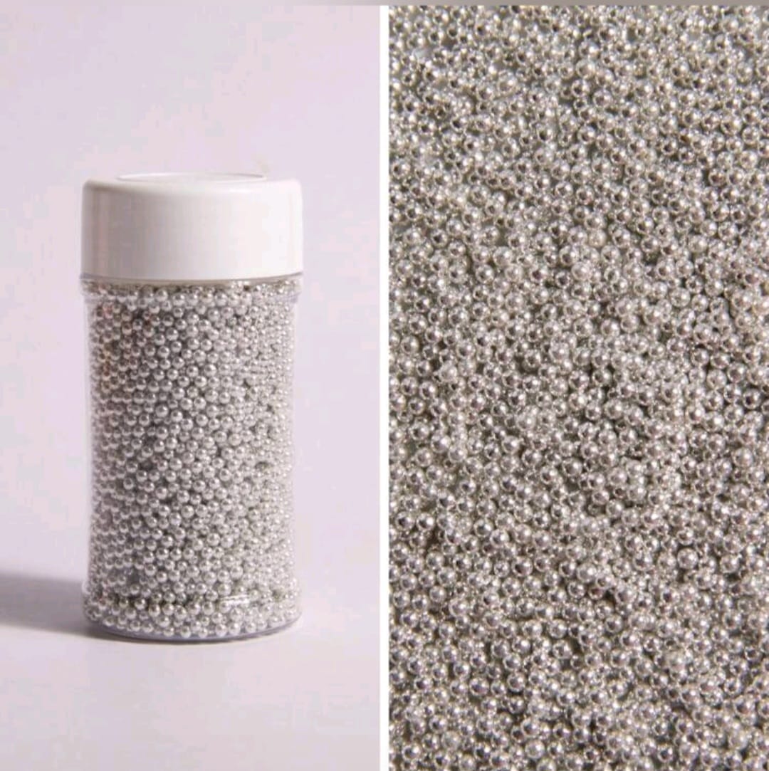 Perle comestibile, argintiu, 2 mm, 90 gr
