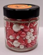 Perle comestibile, alb-rosu, mix inima, 90 gr