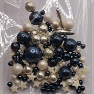 Perle comestibile, mix 0, negru-argintiu, 20 gr