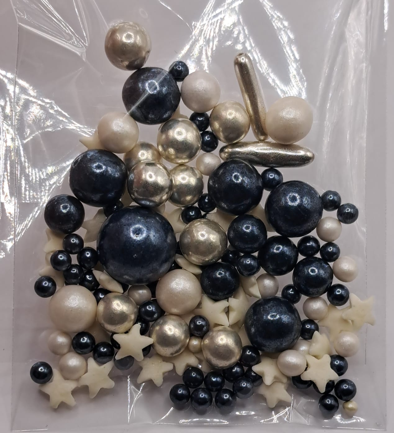 Perle comestibile, mix 0, negru-argintiu, 20 gr
