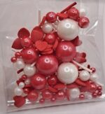 Perle comestibile,mix ROSU-ALB, INIMA ROSIE CONFETI, 20 gr