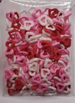 Perle comestibile, inima, rosu-alb-roz, inima confeti, 20 gr