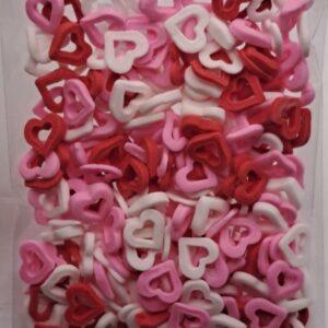 Perle comestibile, inima, rosu-alb-roz, inima confeti, 20 gr