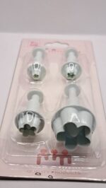 Forme decupatoare 4 buc, floare cu 5 petale, cu piston