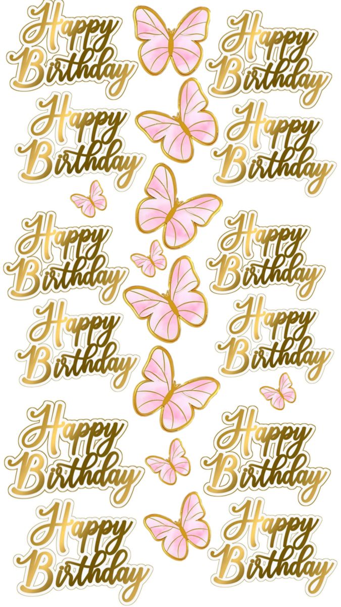 Vafe comestibile, topere happy birthday , fluturi roz