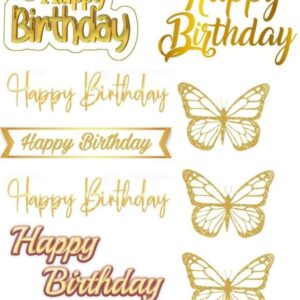 Vafe comestibile, happy birthday, topere, fluturi auri
