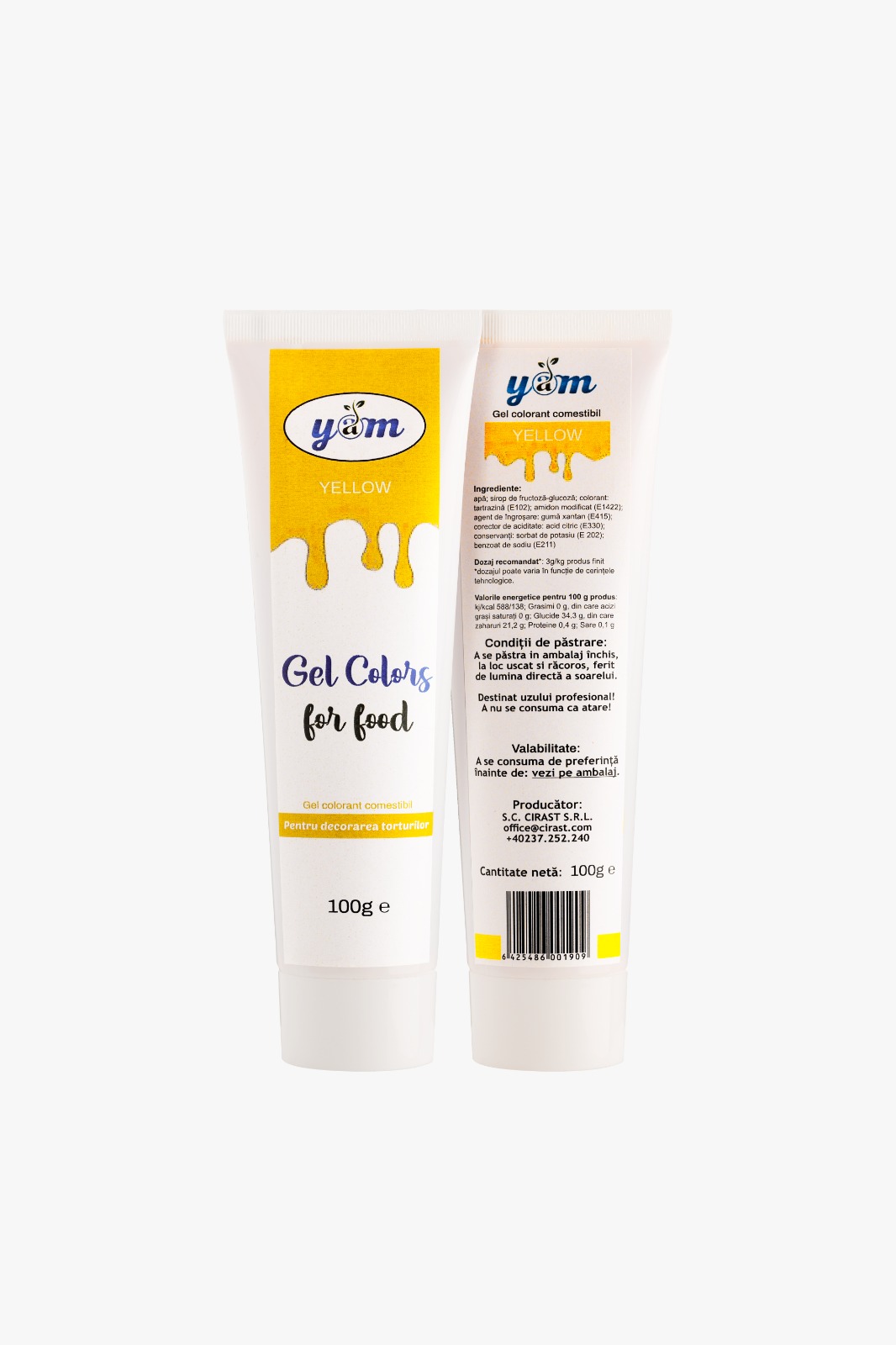 Colorant alimentar gel, 100 Gr, Galben, Yam