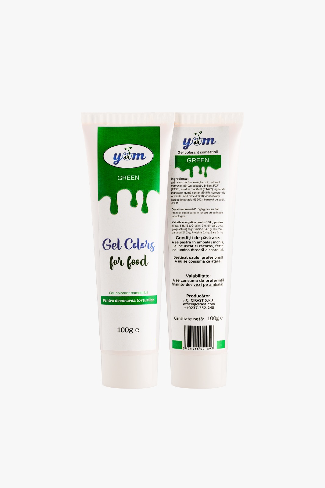 Colorant alimentar gel, 100 Gr, Verde, Yam