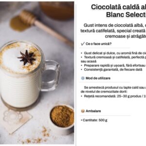 Ciocolata calda, gust de ciocolata alba, 500 gr