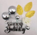 Toper Happy birthday 3 d, Argintiu +Sfere