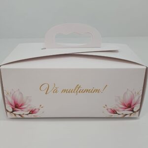 Cutii tort, model floral, Marturi nunta, 17*10* 7 cm, Inscriptional La multi ani !