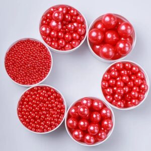 Perle Rosu sidefat,  300 gr( 50 gr fiecare dimensiune, 2, 3,6,10.16. mix)