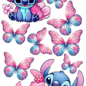 Vafe comestibile, Stitch, fluturi roz