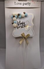 Toper Happy birthday, alb albastru