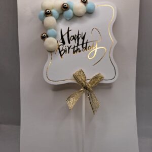 Toper Happy birthday, alb albastru