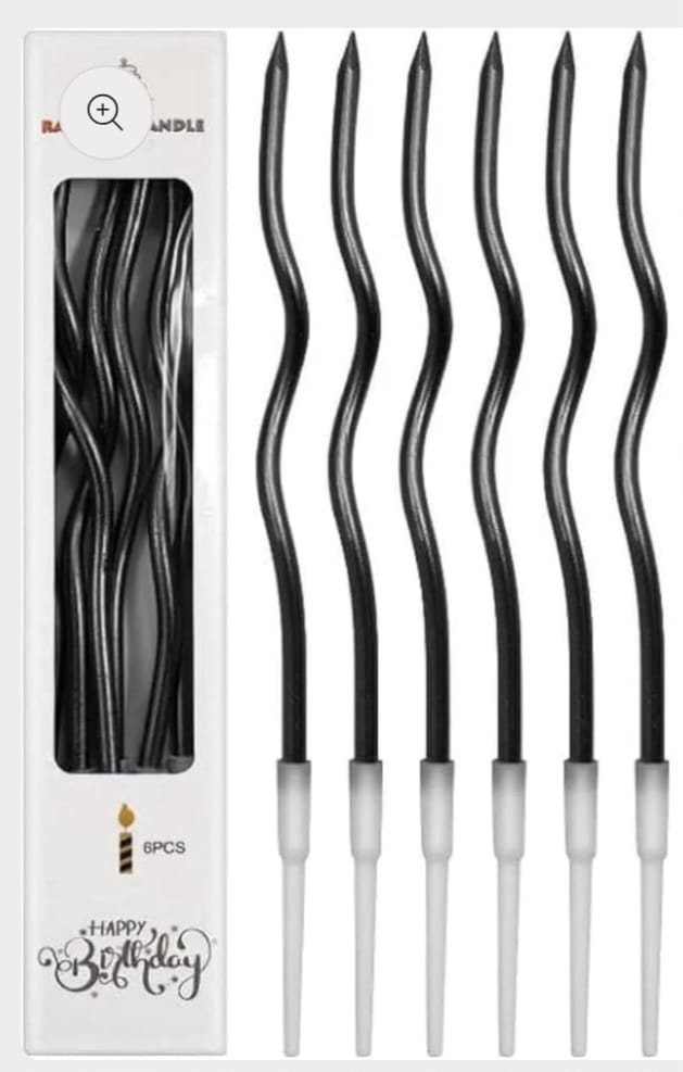 Lumanari ondulate, Negru, 6 buc
