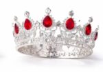 Coronita Argintie cu pietre culoare Rosu , 12, 5 cm