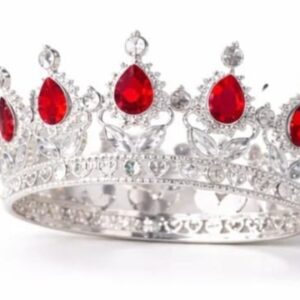 Coronita Argintie cu pietre culoare Rosu , 12, 5 cm