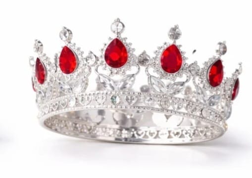 Coronita Argintie cu pietre culoare Rosu , 12, 5 cm