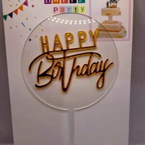 Toper HAPPY Birthday , auriu, fundal transparent