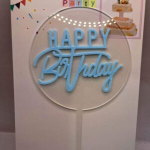 Toper HAPPY Birthday, Albastru, fundal transparent