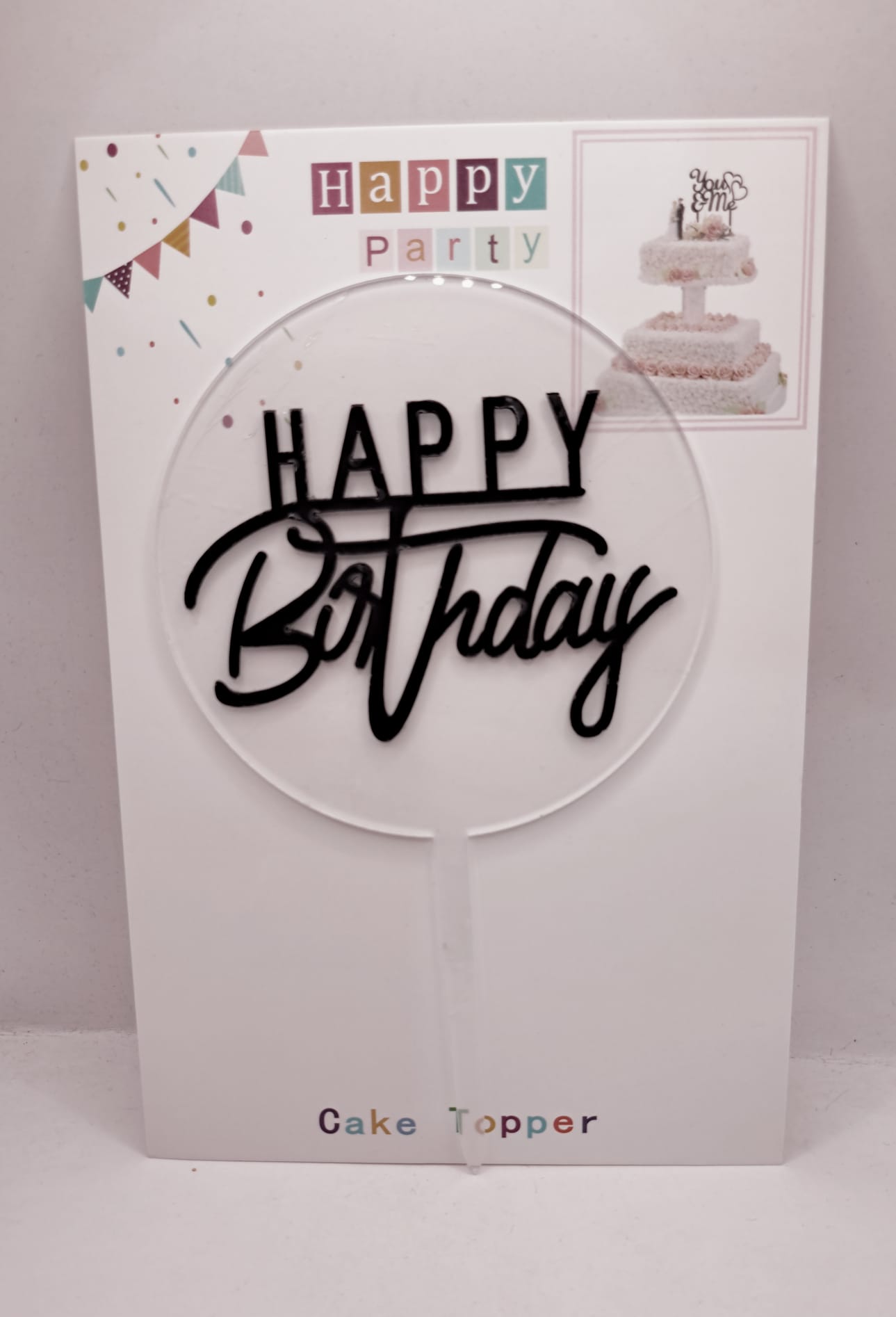 Toper HAPPY Birthday, Negru, fundal transparent