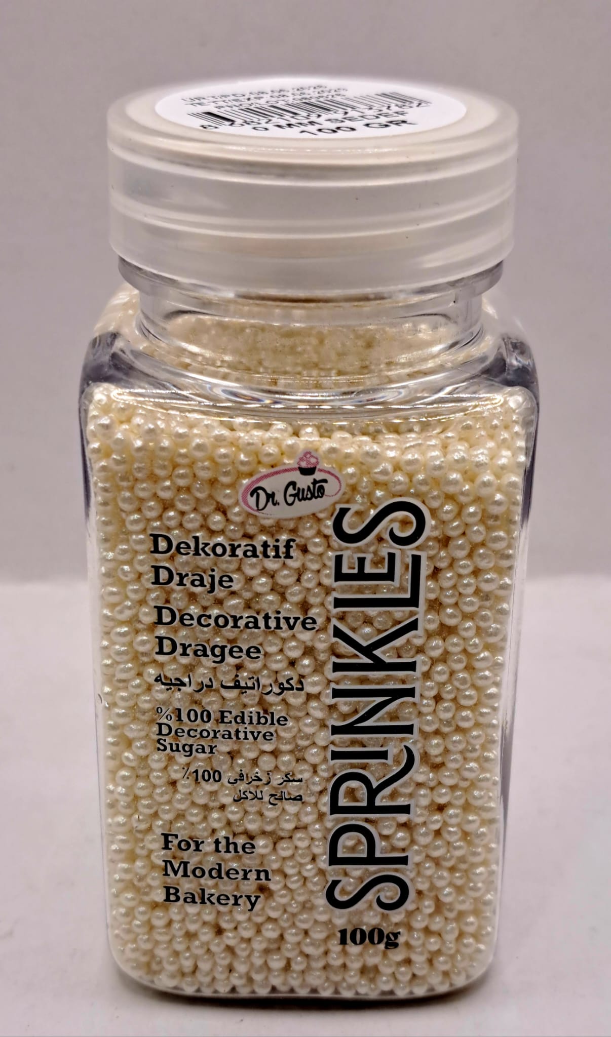 Perle comestibile, alb perlat, 1 mm, 100 gr , Sprinkles
