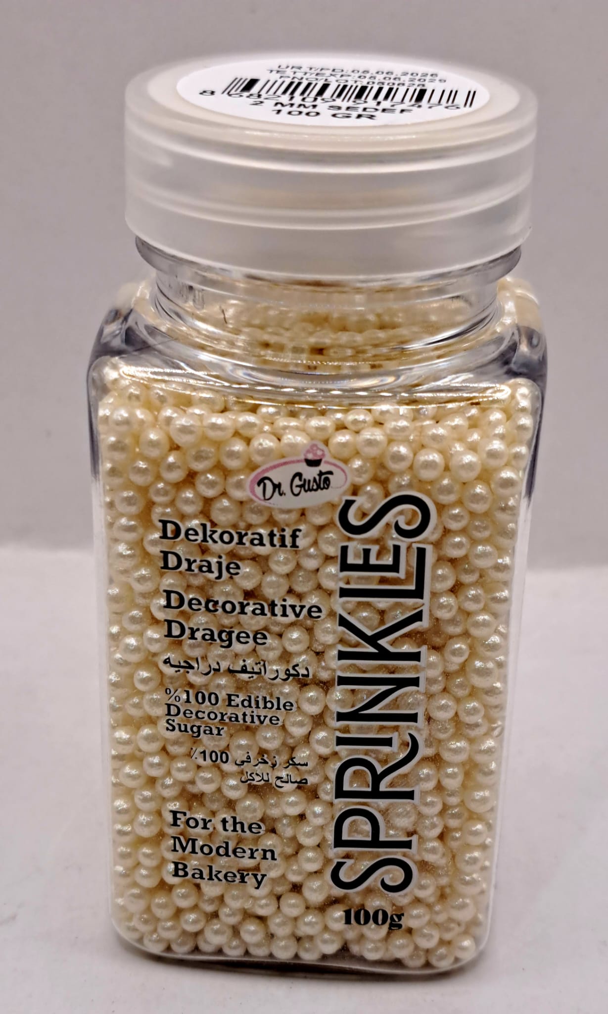 Perle comestibile, alb perlat, 2 mm, 100 gr , Sprinkles