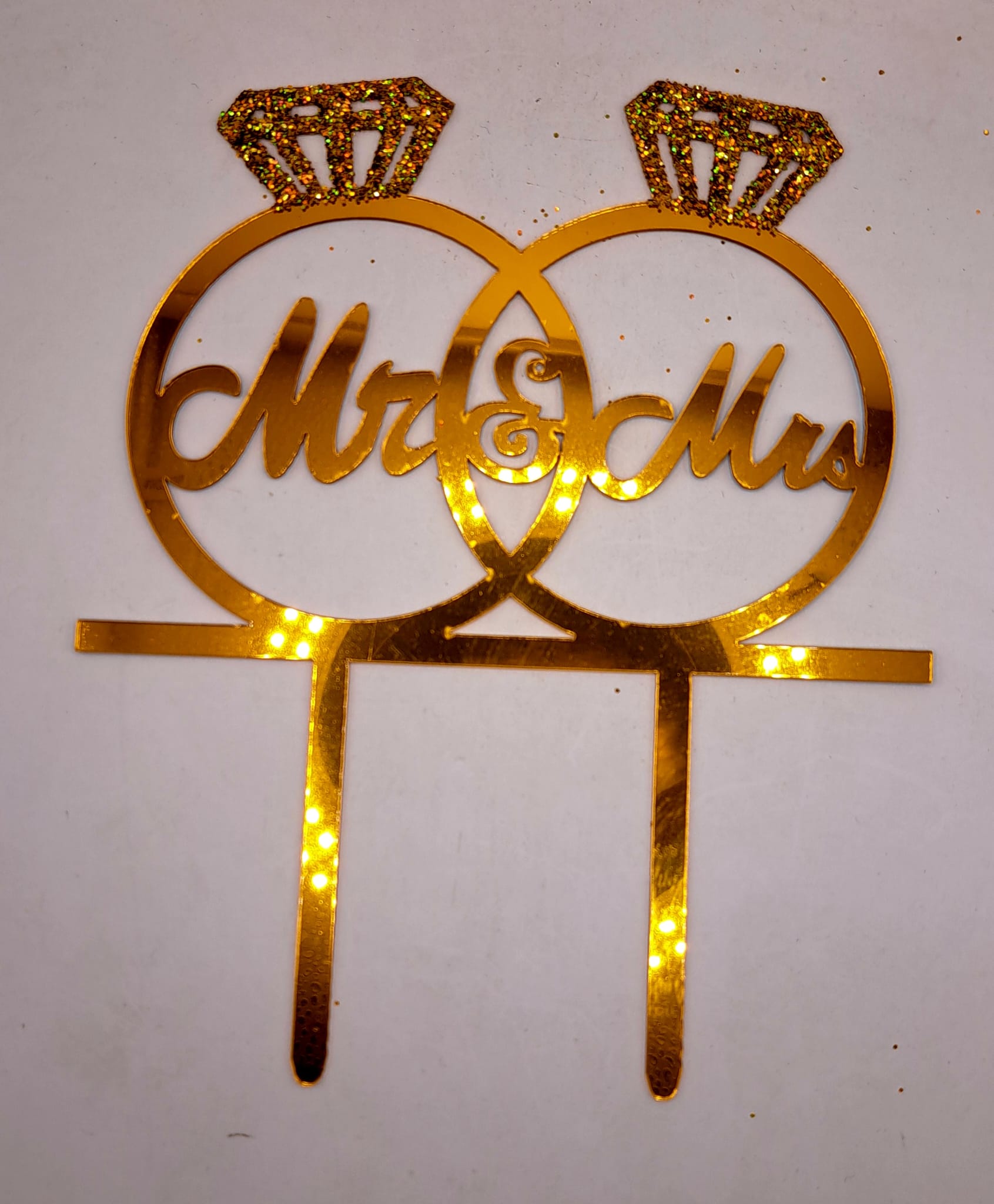 Toper, Mr&Mrs , inele2, acril , auriu