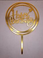 Toper, Happy Birthday , acril, auriu, Rotund, 5
